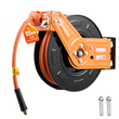 Ανασυρόμενο καρούλι λάστιχου αέρα VEVOR, λαστιχένιος λάστιχος αέρα 15m x 9,5mm μέγιστο 300PSI, καρούλι λάστιχων αεροσυμπιεστή με αυτόματη επανατύλιξη με είσοδο 1m, περιστρεφόμενη 180° τοποθέτηση σε οροφή/τοίχο για συνεργεία γκαράζ