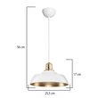 GLOBOSTAR® LOAN 203-0283 Μοντέρνο Κρεμαστό Φωτιστικό Οροφής με Ντουί 1 x E27 AC 220-240V IP20 - Λευκό & Χρυσό  - Μ25.5 x Π25.5 x Υ17cm