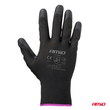 Amio - Γάντια Εργασίας ελαστικά με επικάλυψη πολυουρεθάνης χρώμα μαύρο μέγεθος No.11 - 2 ζευγ. (04634/AM)