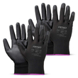 Amio - Γάντια Εργασίας ελαστικά με επικάλυψη πολυουρεθάνης χρώμα μαύρο μέγεθος No.11 - 2 ζευγ. (04634/AM)