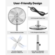 Ανεμιστήρας δαπέδου υψηλής ταχύτητας VEVOR 40 cm, βιομηχανικός ανεμιστήρας δαπέδου 1450 CFM με λαβή, ταλάντωση 75°, ρυθμιζόμενο ύψος 3 ταχυτήτων, μεταλλικός, κατασκευασμένος για επαγγελματικούς χώρους, γκαράζ, εργαστήριο, σπίτι, ασημί