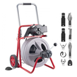 Μηχανή καθαρισμού αποχέτευσης VEVOR 30m x 13mm, Αυτόματη τροφοδοσία αποχετευτικού κοχλία τύπου φιδιού σε τροχούς, Φορητή μηχανή καθαρισμού αποχέτευσης με 8 κοπτικά & διακόπτη ποδιού με ενεργοποίηση αέρα για σωλήνες 50mm έως 150mm