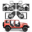 Πόρτες VEVOR Jeep Tube, 4θυρες, κατάλληλες για Jeep Wrangler JL & Gladiator JT 2018-2026, Μοτίβο σημαίας Off Road εμπρός & πίσω σωληνωτές μισές πόρτες με πιστοποιημένους πλευρικούς καθρέφτες DOT και τσάντα αποθήκευσης.