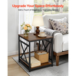 Τραπεζάκι σαλονιού VEVOR, τετράγωνο βοηθητικό τραπέζι 2 επιπέδων με ανοιχτά ράφια αποθήκευσης, μοντέρνο κομοδίνο με μεταλλικό σκελετό X-Design, ξύλινος καναπές-καφέ για σαλόνι, υπνοδωμάτιο, γραφείο, κοιτώνα, καφέ