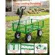 Καρότσι κήπου VEVOR, 408,2 kg, Βαρύ χαλύβδινο καρότσι κήπου και βοηθητικού εξοπλισμού με ελαστικά 10 ιντσών, Σκαμπό κηπουρικής εξωτερικού χώρου με ρυθμιζόμενη λαβή, Αποσπώμενα πλαϊνά πάνελ, Σύνδεση σε ATV ή τρακτέρ, Πράσινο