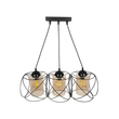 GLOBOSTAR® GLINDER 201-0141 Vintage Κρεμαστό Φωτιστικό Οροφής με Ντουί 3 x E27 AC 220-240V IP20 - Μαύρο & Μελί - Μ53 x Π25 x Υ23cm