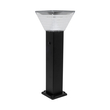 GLOBOSTAR® VEGGIE 90524 Φωτιστικό Κολωνάκι Κήπου LED 10W 500lm 120° με Ενσωματωμένο Φωτοβολταϊκό Panel 6V 2W & Επαναφορτιζόμενη Μπαταρία Li-ion 3.2V 6000mAh με Αισθητήρα Ημέρας-Νύχτας Αδιάβροχο IP65 All in One CCT 6000K-4500K - Sanan SMD Chip - Μαύρο - Μ19.5 x Π19.5 x Υ60cm - 2 Χρόνια Εγγύηση