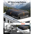 Καλάθι Αποσκευών VEVOR Roof Rack, 2286 x 1270 x 152 mm, Βαρέως Τύπου Καλάθι Μεταφοράς Οροφής με Αδιάβροχη Τσάντα Οροφής, Ιμάντες Καστάνιας, Χωρητικότητα 113,4 kg, Θήκη Αποσκευών Αυτοκινήτου για Παντός Καιρού, για Φορτηγό SUV