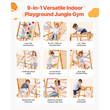 VEVOR Εσωτερική Παιδική Χαρά Jungle Gym, Παιχνίδια Αναρρίχησης Montessori 9 σε 1 για νήπια, Ξύλινο Σετ Εσωτερικής Παιδικής Χαράς 113KG με Μπάρα Μαϊμούς, Κούνιες, Τσουλήθρα, Σχοινί / Ξύλινη Σκάλα, Δίχτυ Αναρρίχησης, Μπάρα & Βράχο