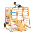 VEVOR Εσωτερική Παιδική Χαρά Jungle Gym, Παιχνίδια Αναρρίχησης Montessori 9 σε 1 για νήπια, Ξύλινο Σετ Εσωτερικής Παιδικής Χαράς 113KG με Μπάρα Μαϊμούς, Κούνιες, Τσουλήθρα, Σχοινί / Ξύλινη Σκάλα, Δίχτυ Αναρρίχησης, Μπάρα & Βράχο