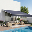 VEVOR Χειροκίνητη Αναδιπλούμενη Τέντα, 400 x 300 cm Εξωτερική Τέντα Βεράντας Αναδιπλούμενη, Πόρτα Βεράντας Παράθυρο Αδιάβροχο Πολυεστερικό Σκίαστρο με Λαβή Στροφάλου για Βεράντα, Μπαλκόνι, Αυλή, Γκρι