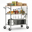 Καρότσι κουζίνας VEVOR, 3 επιπέδων βαρέως τύπου ρυθμιζόμενη σχάρα αποθήκευσης καλωδίων με ξύλινη επιφάνεια και λαβή, φορητό τροχήλατο καρότσι εξυπηρέτησης με ρόδες, ατσάλινο τραπέζι εργασίας 300 kg, 76x46x91 cm