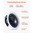 Ηχεία οροφής Bluetooth VEVOR, 165,1 mm, Σύστημα ηχείων οροφής και τοίχου με ενισχυτή, 2 δρόμων, για τοποθέτηση σε υγρό περιβάλλον, οικιακό κινηματογράφο, καλυμμένη εξωτερική βεράντα και εντοιχιζόμενη ενσύρματη τοποθέτηση, 4 ηχεία