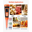Μετρητής pH τροφίμων VEVOR, εύρος pH 0-14, αδιάβροχος αισθητήρας IP68, κιτ τσέπης με αυτόματη αντιστάθμιση θερμοκρασίας, φακελάκια σκόνης βαθμονόμησης, εύκολο στην ανάγνωση, για ζύμωση τροφίμων, ζύμη, κρέας