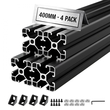 Προφίλ εξώθησης αλουμινίου VEVOR 4PCS 4040, 15,75 ίντσες 400 mm, ανοδιωμένη γραμμική ράγα ευρωπαϊκού προτύπου με υποδοχή T, ράγα αλουμινίου υψηλής αντοχής από εξώθηση, για εξαρτήματα τρισδιάστατων εκτυπωτών και πάγκο εργασίας CNC DIY, μαύρο