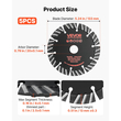 Λεπίδες διαμαντιών VEVOR 133 mm, 5 λεπίδες κοπής τοίχου Chaser, άξονας 20 mm, διαμαντένια τμήματα υψηλής σκληρότητας, χαλύβδινος πυρήνας 65Mn, ξηρή και υγρή κοπή, καθαρές άκρες για σκυρόδεμα, τούβλα, πέτρα, τσιμέντο