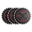 Λεπίδες διαμαντιών VEVOR 359 mm, Σετ 3 λεπίδων πριονιού σκυροδέματος, Άξονας 25,4 mm, Διαμαντένια τμήματα υψηλής σκληρότητας, Πυρήνας χάλυβα 65Mn, Ξηρή υγρή κοπή, Καθαρές άκρες για σκυρόδεμα, τοιχοποιία, τούβλο, πέτρα, γρανίτη