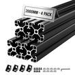 Προφίλ εξώθησης αλουμινίου VEVOR 4PCS 4040, 78,74 ίντσες 2000 mm, γραμμική ράγα ανοδιωμένου αλουμινίου ευρωπαϊκού προτύπου, υψηλής αντοχής, για εξαρτήματα τρισδιάστατων εκτυπωτών και πάγκο εργασίας CNC DIY, μαύρο