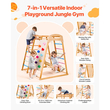 VEVOR Εσωτερική Παιδική Χαρά Jungle Gym, Ξύλινη Εσωτερική Παιδική Χαρά 7 σε 1 για Παιδιά, Σετ Παιχνιδιών Αναρρίχησης Montessori 113KG με Κούνια, Μπάρα Μαϊμούς, Τσουλήθρα, Ξύλινη Σκάλα, Σκάλα με Σχοινί, Δίχτυ Αναρρίχησης & Βράχο