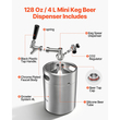 Μίνι βαρέλι VEVOR 4L, σύστημα βρύσης Growler υπό πίεση, κιτ μπύρας από ανοξείδωτο ατσάλι 304, με ρυθμιστή CO2, αυτοκλειόμενη βρύση, διατηρεί τη φρεσκάδα και ενανθράκωση για οικιακή ζυθοποιία, χειροποίητη και βαρελίσια μπύρα