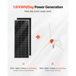 Κιτ ηλιακής αιολικής ενέργειας VEVOR 12V 400W, 2 τεμάχια μονοκρυσταλλικά ηλιακά πάνελ 100W + ανεμογεννήτρια 200W + ελεγκτής υβριδικού συστήματος MPPT αιολικής/ηλιακής ενέργειας για εφαρμογές οικιακής χρήσης, τροχόσπιτου, σκάφους και κάμπινγκ εκτός δικτύου