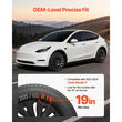 Καλύμματα τροχών VEVOR για Tesla Model Y 2021-2024, Σετ 19 ιντσών με καλύμματα τροχών 4 τροχών, αντικατάσταση OEM, καλύμματα τροχών αυτοκινήτου με κούμπωμα μεγέθους R19, καλύμματα ζαντών ελαστικών ABS 14 ακτίνων, ματ μαύρο