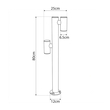 GLOBOSTAR® STEM GLB-103-0013 Φωτιστικό Κολωνάκι Κήπου LED 24W 2160lm 60° AC 220-240V Αδιάβροχο IP65 Θερμό Λευκό 2700K - Sanan SMD Chip - Μαύρο Ματ - Μ12 x Π25 x Υ80cm - 3 Χρόνια Εγγύηση