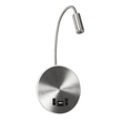 GLOBOSTAR® GOOSE 61696 Μοντέρνο Φωτιστικό Τοίχου - Απλίκα Ξενοδοχείου Reading Light με Φορτιστή USB 3A LED 6W 540lm 36° & 360° AC 220-240V IP20 Θερμό Λευκό 2700K - CREE XPE & Lumileds SMD Chip - Νίκελ Βούρτσας - Μ15.5 x Π15 x Υ30.5cm - 3 Χρόνια Εγγύηση