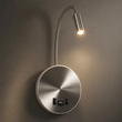 GLOBOSTAR® GOOSE 61696 Μοντέρνο Φωτιστικό Τοίχου - Απλίκα Ξενοδοχείου Reading Light με Φορτιστή USB 3A LED 6W 540lm 36° & 360° AC 220-240V IP20 Θερμό Λευκό 2700K - CREE XPE & Lumileds SMD Chip - Νίκελ Βούρτσας - Μ15.5 x Π15 x Υ30.5cm - 3 Χρόνια Εγγύηση