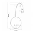 GLOBOSTAR® GOOSE 61696 Μοντέρνο Φωτιστικό Τοίχου - Απλίκα Ξενοδοχείου Reading Light με Φορτιστή USB 3A LED 6W 540lm 36° & 360° AC 220-240V IP20 Θερμό Λευκό 2700K - CREE XPE & Lumileds SMD Chip - Νίκελ Βούρτσας - Μ15.5 x Π15 x Υ30.5cm - 3 Χρόνια Εγγύηση