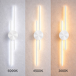 VenCore Aurex White 6093-20107 - Μοντέρνο Επιτοίχιο Φωτιστικό Απλίκα LED 60CM 12W Λευκό Αλουμίνιο με Ρυθμιζόμενο CCT Λευκό - Ημέρας - Θερμό - Χειρισμός CCT μέσω Διακόπτη On-Off