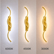 VenCore Zevora Gold 6093-20137 - Μοντέρνο Επιτοίχιο Φωτιστικό Απλίκα LED 12W Χρυσό Αλουμίνιο με Ρυθμιζόμενο CCT Λευκό - Ημέρας - Θερμό - Χειρισμός CCT μέσω Διακόπτη On-Off - Μ62 x Π8 x Υ5cm