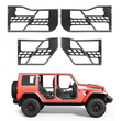 Πόρτες VEVOR Jeep Tube, 4θυρες, συμβατές με Jeep Wrangler JK JKU Unlimited 2007-2018, Χαλύβδινες μπροστινές και πίσω σωληνωτές μισές πόρτες Off Road με τσάντα αποθήκευσης, λαστιχένια μαξιλαράκια, μεντεσέδες βαρέως τύπου και μάνδαλο OE
