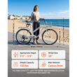Γυναικείο Ποδήλατο VEVOR, Ποδήλατο Beach Cruiser 66cm, Ποδήλατο πόλης ενηλίκων 7 ταχυτήτων με σκελετό από ανθρακονήματα, χωρητικότητα 150kg, καλάθι, πίσω σχάρα και διπλά φρένα V, λευκό
