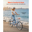 Γυναικείο Ποδήλατο VEVOR, Ποδήλατο Beach Cruiser 66cm, Ποδήλατο πόλης ενηλίκων 7 ταχυτήτων με πλαίσιο από κράμα αλουμινίου, χωρητικότητα 150kg, καλάθι, πίσω σχάρα και διπλά φρένα V, ανοιχτό μπλε