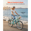 Γυναικείο Ποδήλατο VEVOR, Ποδήλατο Beach Cruiser 66cm, Ποδήλατο πόλης ενηλίκων 7 ταχυτήτων με σκελετό από ανθρακονήματα, χωρητικότητα 150kg, καλάθι, πίσω σχάρα και διπλά φρένα V, ανοιχτό πράσινο
