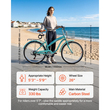 Γυναικείο Ποδήλατο VEVOR, Ποδήλατο Beach Cruiser 66cm, Ποδήλατο πόλης ενηλίκων 7 ταχυτήτων με σκελετό από ανθρακονήματα, χωρητικότητα 150kg, καλάθι, πίσω σχάρα και διπλά φρένα V, ανοιχτό πράσινο
