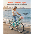 Γυναικείο Ποδήλατο VEVOR, Ποδήλατο Beach Cruiser 66cm, Ποδήλατο πόλης ενηλίκων μονής ταχύτητας με ατσάλινο σκελετό, χωρητικότητα 150kg, καλάθι, πίσω σχάρα και διπλά φρένα V, ανοιχτό πράσινο