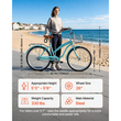 Γυναικείο Ποδήλατο VEVOR, Ποδήλατο Beach Cruiser 66cm, Ποδήλατο πόλης ενηλίκων μονής ταχύτητας με ατσάλινο σκελετό, χωρητικότητα 150kg, καλάθι, πίσω σχάρα και διπλά φρένα V, ανοιχτό πράσινο