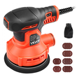 Τριβείο VEVOR 127mm με τυχαίο παλμικό τριβείο 250W με καλώδιο, ηλεκτρικό παλμικό τριβείο 6 ταχυτήτων 6000-12000RPM με 16 τεμάχια γυαλόχαρτα και σακούλα συλλογής σκόνης για λείανση λεπτομερειών ξυλουργικής