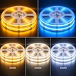Σετ Ταινία LED COB 10W/m 24V 480LED/m 10m με App και Controller – 5 Χρώματα Χρυσό, Ice Blue, Θερμό, Φυσικό & Ψυχρό Λευκό