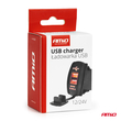 Amio - Πρίζα με 2 Θύρες USB και Καπάκι 12/24V Αδιάβροχη Μακρόστενο Σχήμα με Κόκκινο LED Φως Μαύρη - 1 τεμ. (04228/AM)