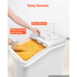 Δοχείο αποθήκευσης ρυζιού VEVOR 120 L/31,7 Gal 90 kg, δοχείο διανομής τροφής για σκύλους, για οργάνωση ντουλαπιού κουζίνας, μεγάλο δοχείο αλευριού για δημητριακά, δοχείο τροφής για κατοικίδια με ρόδες, κουτάλα, συρόμενο καπάκι