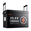 Μπαταρία λιθίου VEVOR 24V 100Ah LiFePO4 4000+ κύκλοι Ενσωματωμένη μπαταρία BMS 100A, μπαταρία λιθίου με προστασία χαμηλής θερμοκρασίας, υποστηρίζει σύνδεση 8P2S, ενέργεια 2560Wh, για τροχόσπιτο, κινητήρα συρτής, θαλάσσιο, ηλιακό