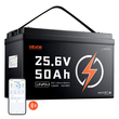 Μπαταρία λιθίου VEVOR 24V 50Ah LiFePO4 4000+ κύκλοι 50A BMS με Bluetooth, μπαταρία λιθίου 1280Wh με προστασία από χαμηλή θερμοκρασία, υποστηρίζει σύνδεση 8P2S, για τροχόσπιτο, κινητήρα συρτής, θαλάσσιο, ηλιακό