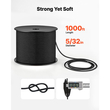 Σχοινί VEVOR Paracord 4 mm x 305 m από νάιλον αλεξίπτωτο 550 Tactical, Σχοινί επιβίωσης, βαρέως τύπου 7 κλώνων, υψηλής αντοχής σε σπάσιμο 272 kg, σχοινί γενικής χρήσης, για υπαίθρια κατασκήνωση και βραχιόλια, μαύρο