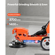 Ηλεκτρικός Τροχός Σκυροδέματος VEVOR 1400W 3700 RPM, Στιλβωτικό Δαπέδου με Βάση το Πίσω Μέρος, Μάρμαρο, Πέτρα, Εποξειδική Στίλβωση Δαπέδου, Δίσκος Λείανσης 18 cm, Ρυθμιζόμενη Λαβή, με Θύρα Αναρρόφησης, Διπλό Σύστημα Έλεγχου Υπολειμμάτων, Πορτοκαλί