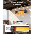 Θερμαντήρας Υπέρυθρης Θερμάστρας VEVOR 2500W Ηλεκτρικός Θερμαντήρας Χώρου 3 Ρυθμίσεις Θέρμανσης Μαύρο, Τηλεχειριστήριο & Χειριστήριο Πίνακα, Χρονοδιακόπτης 24 Ωρών, Υλικό PP Premium, Ομοιόμορφη Ζεστασιά για Αίθρια, Αυλές, Μπαλκόνια Εξωτερικής Χρήσης