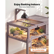 VEVOR Tortoise Habitat Ξύλινο Σπίτι Χελωνονιντζών 2 Δωματίων με Περιστρεφόμενους Ρόδες, για Μικρά Ζώα Εσωτερικού Χώρου & Εξωτερικού Χώρου, Συρόμενος Δίσκος, Βάση Φωτιστικού, Κλωβός Χελωνών, Κλουβί Ερπετών με Ανοιγόμενη Οροφή, Παράθυρο Παρατήρησης