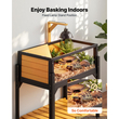 VEVOR Tortoise Habitat Ξύλινο Σπίτι Χελωνονιντζών 2 Δωματίων Εντοιχισμένη Βάση Φωτισμού, για Μικρά Ζώα Εσωτερικού Χώρου & Εξωτερικού Χώρου, Ράφι Αποθήκευσης, Μεγάλο Κλουβί για Χελώνες & Ερπετά με Ανοιγόμενη Στέγη & Παράθυρο Παρατήρησης